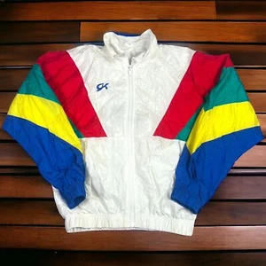 VINTAGE 90’s Windbreaker Size L Track Jacket Colorblock Gymnastics Made In USA - Picture 1 of 8