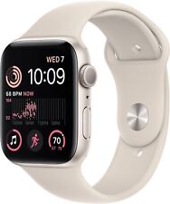 Apple Watch SE (2022) 44mm Starlight Aluminum Case with Sport Band, M/L (GPS) (MNTE3LL/A)