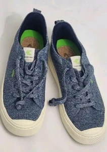 NEW~ Cariuma Womens Blue Low Lace Up Knit Bamboo Athletic Sneakers Size 7.5 - Picture 1 of 7