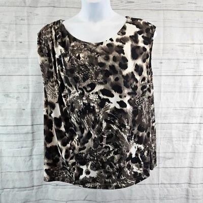 Топ женский Kenneth Cole размер 3X черный серый анималистический принт без рукавов смесь полиэстера - Изображение 1 из 4
