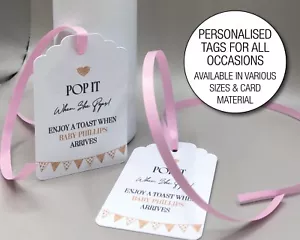 Personalised Pop It When She Pops Gift Tag Baby Shower Champagne tags favour 36 - Picture 1 of 11