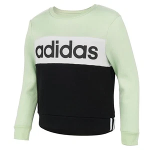 Adidas Mädchen Grün & Schwarz Colorblock Grafik Logo Sweatshirt Athleisure Neu - Bild 1 von 6