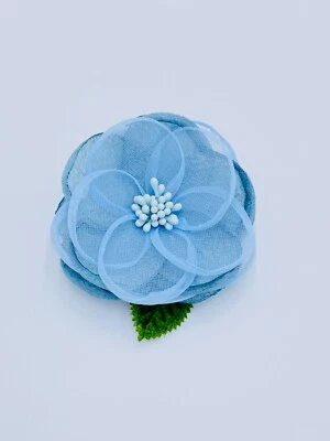 Clips para el cabello para niños barras de flores florales hechos a mano (una sola pieza) - azul claro Foto 1 de 4