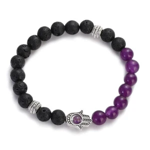 Lucky Evil Eye Bracelets Natural Lava Tiger Eye Stone Beaded Men Women Bracelet - Picture 1 of 73