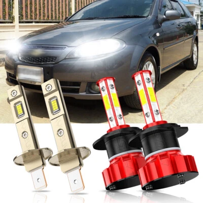 For Chevrolet Optra 2005-2010 - 4x LED Headlight Bulbs High Low Beam Kit H1+H7 - Image 1 of 4