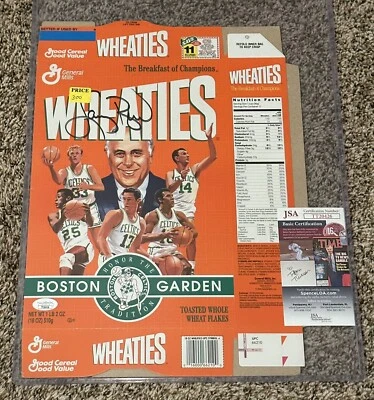 1995 Wheaties Celtics Boston Garden Cereal Box Larry Bird Autograph Auto JSA - Image 1 of 2
