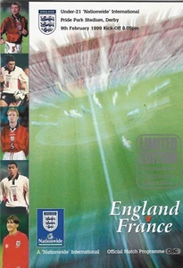 ENGLAND V FRANCE UNDER 21 @ PRIDE PARK DERBY ~ RARE LIMITED EDITION SLIVER ISSUE - Bild 1 von 3