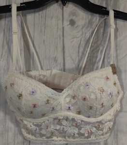 Pink by Victoria’s Secret push-up bra Ivory Lace With Floral Accents Size XS  - Picture 1 of 5