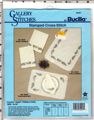 Toallas para invitados Lilas Pr. Galería de puntos Bucilla estampado punto de cruz # 32447 Foto 1 de 3