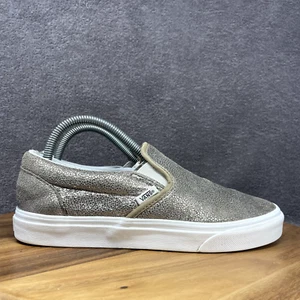 Vans Women’s Size 8.5 Slip On Sneakers Shoes Gold Metallic Low Top Sparkle - Picture 1 of 9