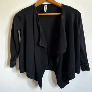Cherokee Girls Open Cardigan Sweater Medium 7-8 Black Knit Long Sleeve Sparkly - Picture 1 of 8