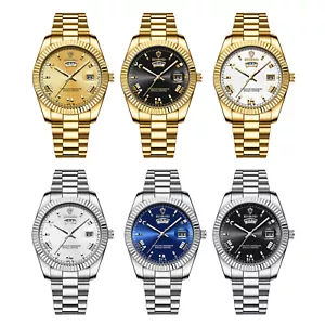 Men's Business Stainless Steel Waterproof Quartz Wrist Watch Luminous With Date - Picture 1 of 37
