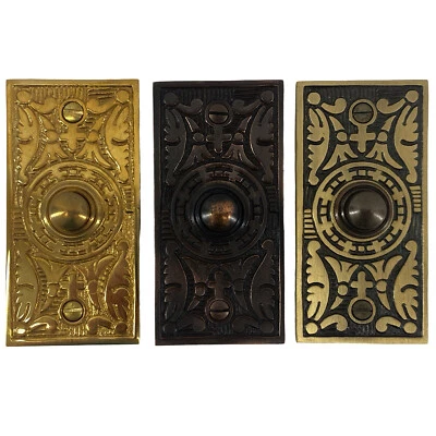 Rectangular Fern Motif Push Button Victorian Doorbell - The Fairmont - Image 1 of 4
