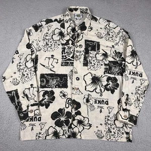 Duke Kahanamoku Hemd Herren Medium schwarz weiß Hawaii Aloha Surf Print Baumwolle - Bild 1 von 20
