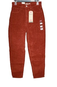 Levis Corduroy Pants Mom-Jeans Womens 28x27 Tapered High Waisted Burgundy NEW - Picture 1 of 2