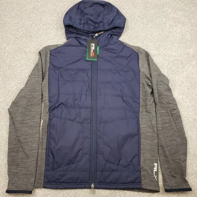 RLX Ralph Lauren CoolWool Hybrid Jacket $268 NWT Hooded Grey Navy Mens S *Read - Image 1 of 4
