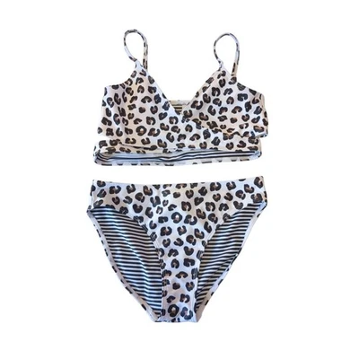 JUEGO DE BIKINI DE 2 PIEZAS PARA NADAR CON ESTAMPADO DE LEOPARDO TUCKER + TATE negro BLANCO TALLA 12 $52 Foto 1 de 4