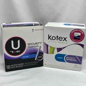 U by Kotex Security Tampons Regular Unscented 18 Count Discontinued Sealed 2pkgs - Picture 1 of 4