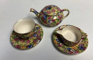 Royal Winton Inglaterra Raro DULCE GUISANTE Floral Chintz Tetera Taza Crema y 2 Platos - Imagen 1 de 14