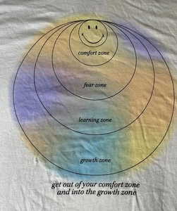 CAMISETA NUEVA CON ETIQUETAS PACSUN Gráfica XL Blanca SALE DE TU ZONA DE CONFORT Smiley - Imagen 1 de 8