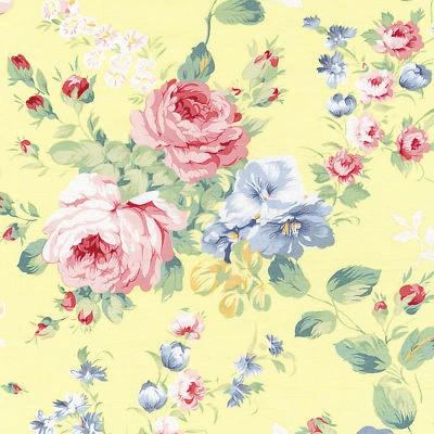 ALGODÓN 100% ROPA DE CAMA VESTIDO TELA VINTAGE SHABBY FLORAL ESTAMPADO A JUEGO 44"W Foto 1 de 4