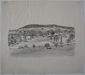 Uhwiesen litografía original Carl Wegmann 1950 Suiza Zúrich correr - Imagen 1 de 1