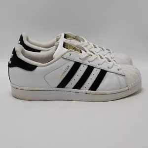 Big Kids Adidas Superstar C77153 White Black Striped Lace Up Sneaker Shoes Sz 7 - Picture 1 of 12