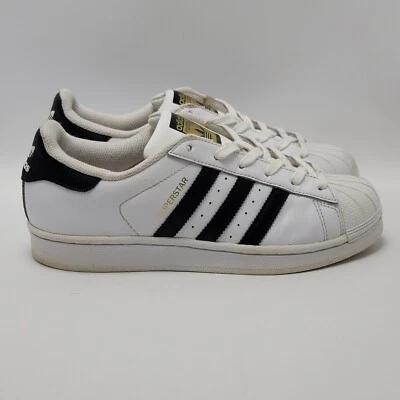 Zapatillas Adidas Superstar C77153 blancas negras con cordones para niños grandes talla 7 Foto 1 de 4