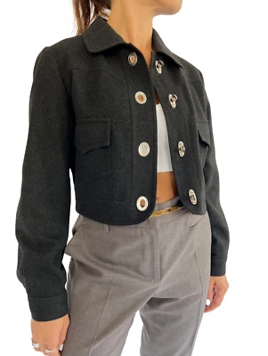 Chaqueta corta Philosophy di Alberta Ferretti Melton de lana negra, S Foto 1 de 4