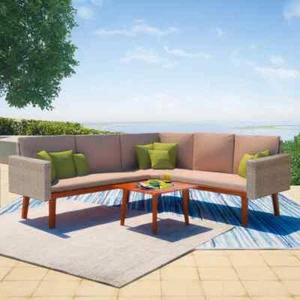 Garden Sofa Set 13 Piece Poly Rattan Grey Patio Furniture Table Cushion vidaXL - Picture 1 of 8