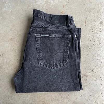 Jeans Harley Davidson preto denim perna reta zíper mosca masculino 36x31 - Imagem 1 de 4