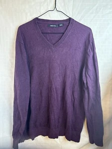 Claiborne Men's Large Purple Cashmere Blend Long Sleeve V-Neck Sweater - Picture 1 of 4