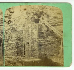 Escalera de edificio Stereoview c1868 Havana Glen NY, Gates & Malette Watkins Glen - Imagen 1 de 4