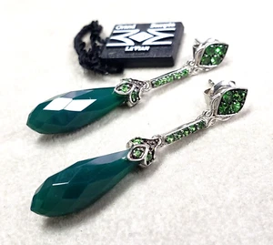 Green Quartz Briolette Earrings Silver 925 Le Vian CARLO VIANI - Picture 1 of 12