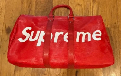 Bolso Supreme Tote, rojo macizo con logo Supreme blanco Foto 1 de 4