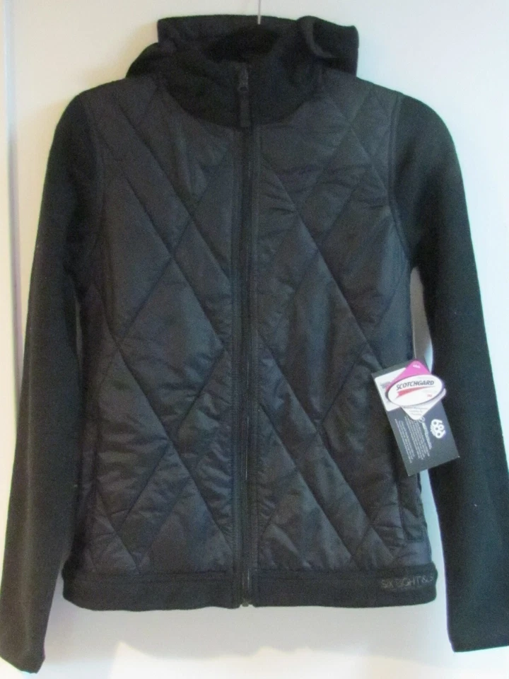 NUEVO CON ETIQUETAS 686 Performance-Dry Polar & Edredón Negro PEQUEÑO Mujer Cremallera Completa Chaqueta con Capucha Foto 1 de 4