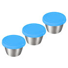 3pcs Small Stainless Steel Condiment Containers Cups for Bento Box, Blue