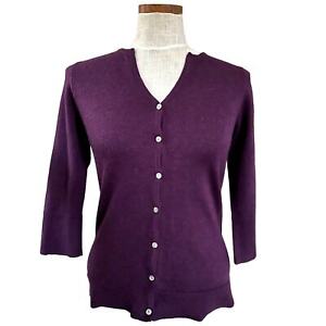 Carole Little Size S Purple Merino Wool Cardigan