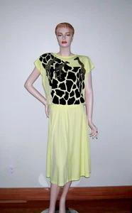 VINTAGE 1960s ALFRED SHAHEEN HAWAIIAN PINUP BOMBSHELL DRESS GIRAFFE PRINT RARE S - Picture 1 of 20
