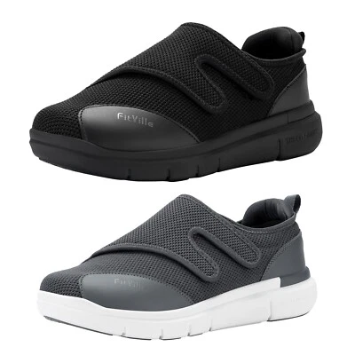 FitVille Diabetiker Schuhe Herren Extra Weite Walking Schuhe mit Klettverschluss