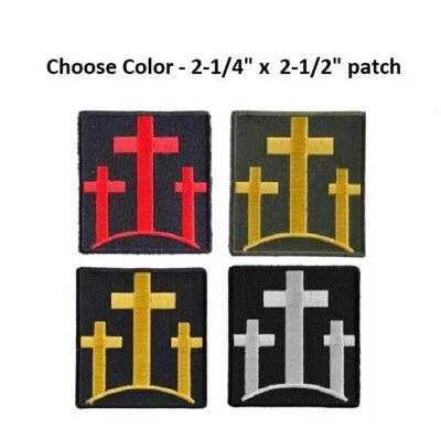 Choose Color THREE CHRISTIAN CROSSES 2.25" x 2.5" iron on patches - Image 1 of 2