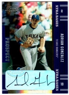 2005 Playoff Prestige Adrian Gonzalez Xtra Bases Prospect /50 Auto #172 Rangers - Image 1 of 2