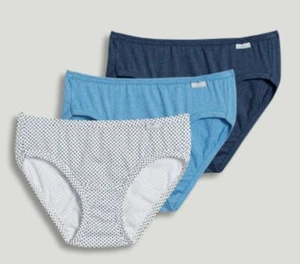 New Jockey Women's size 9 Underwear Elance Cotton Bikini 3 Pack Blues Dots - Picture 1 of 2