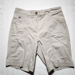 Karen Scott Shorts Womens Size 8P Petite Beige Khaki Zip Buttons Pockets - Picture 1 of 15