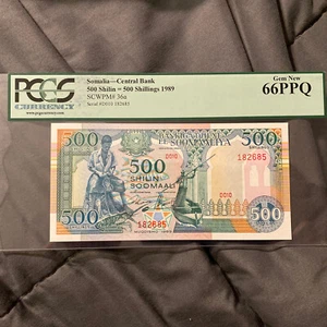 1989 Somalia 500 Schilling P-36a unzirkuliertes Weltpapiergeld PCGS 66PPQ - Bild 1 von 2