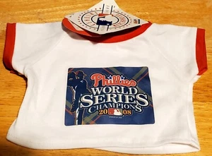 BUILD A BEAR WORKSHOP PHILLIES 2008 WORLD SERIES BASEBALL CHAMPIONS SHIRT BABW - Picture 1 of 3