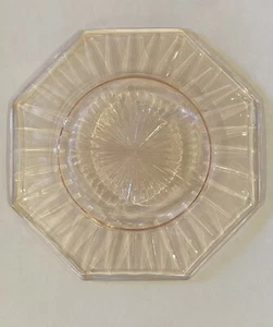 Depression Glass Vintage Pink 7in Octagon Optic Salad Plate - Picture 1 of 4