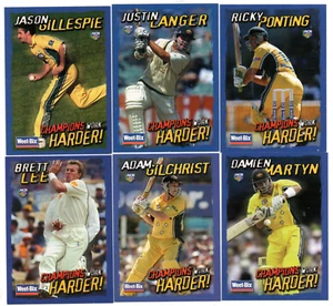 2003-04 SANITARIUM WEETBIX 'CHAMPIONS WORK HARDER' 6 CARD SET- CRICKET AUSTRALIA - Picture 1 of 1