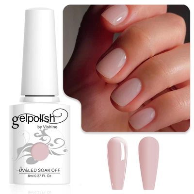 Sheer Nude Gel Nail Polish, Jelly Natural Pink Translucent Color UV Light Cure N