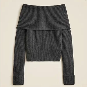 J Crew Collection Kaschmir Off-the-Shoulder Pullover - Oberteil XL Grau - Bild 1 von 6